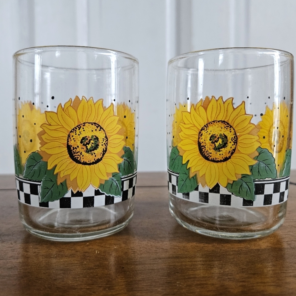 ▪️VINTAGE▪️Crisa Juice Glasses, Sunflower Print